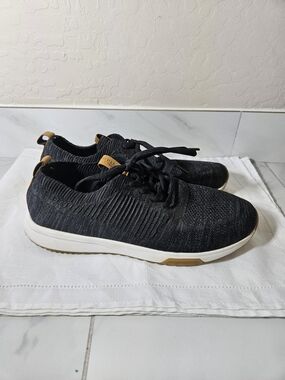 Men's Black Knit Lace-Up Sneakers with Tan Brand Venice.